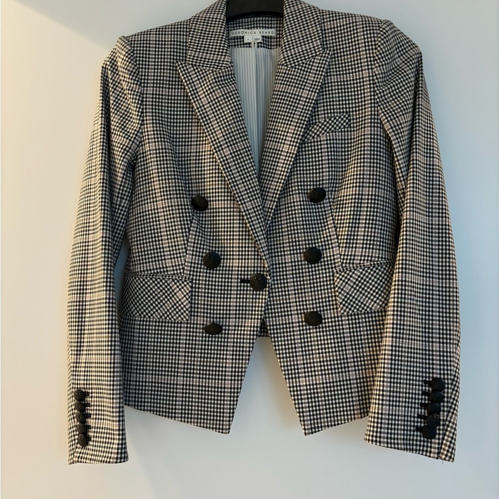 Veronica Beard Women's Black and White Checkered Dickey Blazer